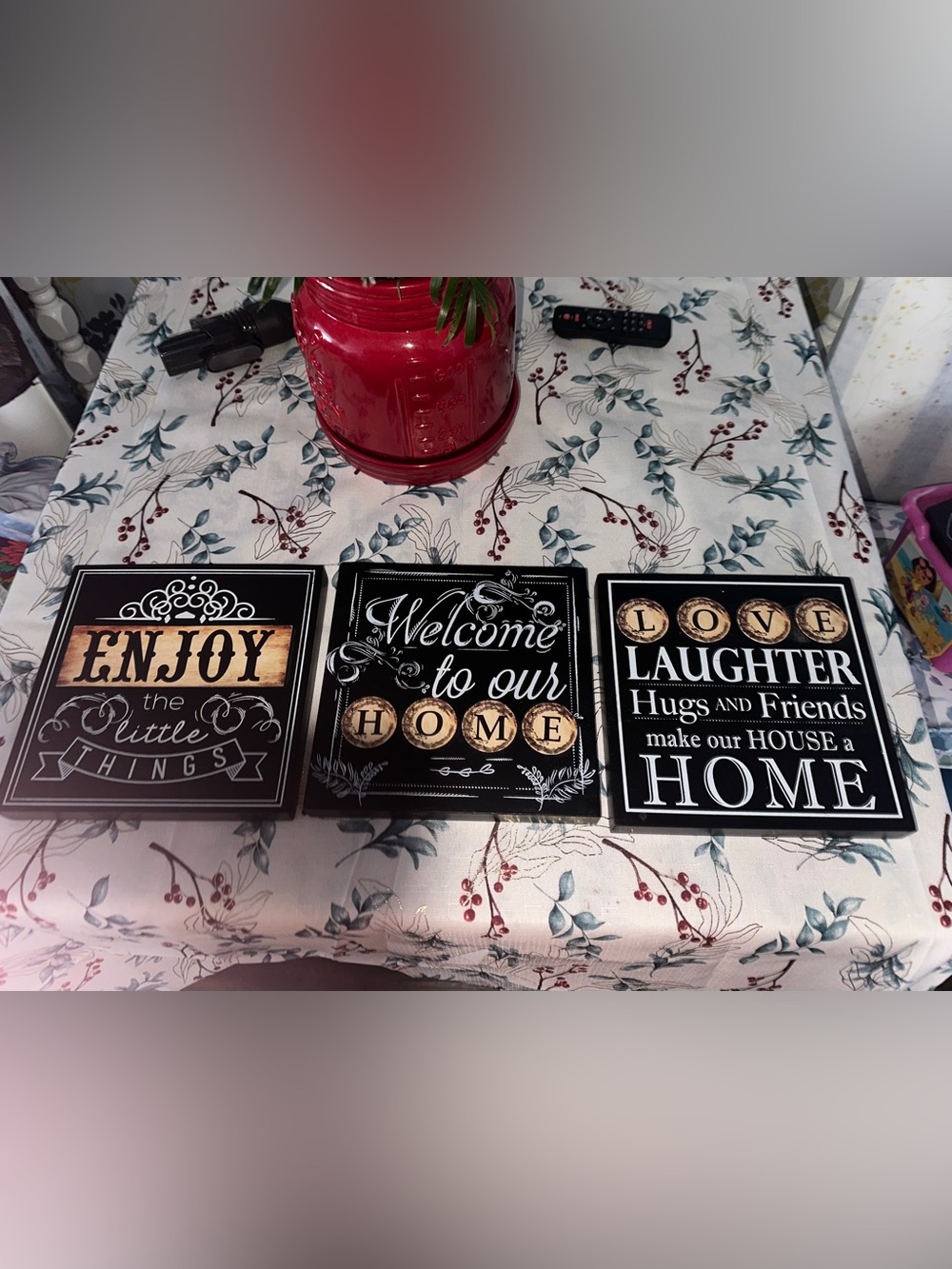 Welcome to Our Home Decorative Wall Plaque - Black and Gold